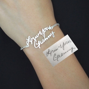 Handwriting Jewelry Handwriting Bracelet Signature Bracelet Personalized Jewelry Memorial Gift Grandma Gift Mom Gift BH01 image 6
