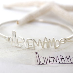 Children&#39;s Handwriting Bangle • Personalized Handwriting Bangle in Sterling Silver • Signature Bangle • Bridesmaid Gift • Mother Gift • BH05