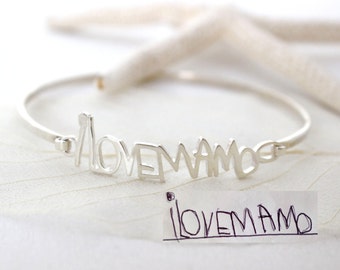 Children's Handwriting Bangle • Personalized Handwriting Bangle in Sterling Silver • Signature Bangle • Bridesmaid Gift • Mother Gift • BH05