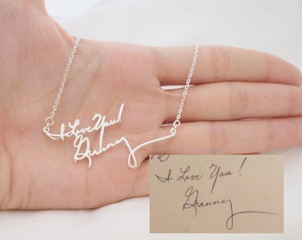 Handwriting Necklace • Personalized Signature Jewelry in Sterling Silver • Memorial Jewelry • Custom Anniversary Gift • Gift For Her • NH01