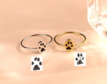 Actual Paw Print Photo Ring • Custom Cat Print Ring • Personalized Pet Ring • Engraved Jewelry • Dog Memorial Gift • Pet Loss Gifts • RM52b