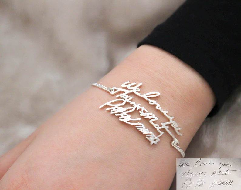 Handwriting Bracelet Personalized Handwriting Jewelry in Sterling Silver Signature Charm Bracelet Grandma Gift MOTHER'S GIFT BH01 image 6