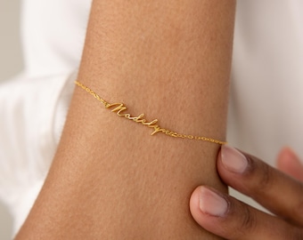 Tiny Name Bracelet • Custom Name Charm Bracelet • Dainty Handmade Initial Bracelet • Personalized Jewelry • Best Gifts For Mom • BM54F78
