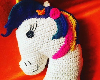 Knerdy Unicorn Crochet Plushie Pillow