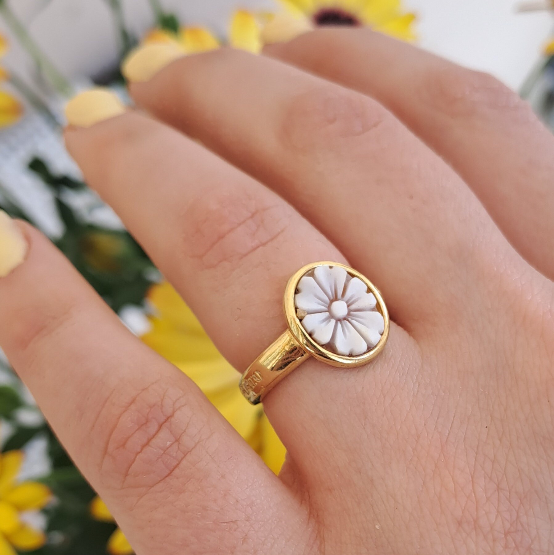 Bague En Argent 925 Avec Camée Cornaline - Taille Réglable - Style Vintage Et Unisexe