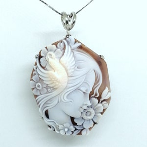 Authentic 60 mm cameo from Torre del Greco hand engraved on a sardonic shell