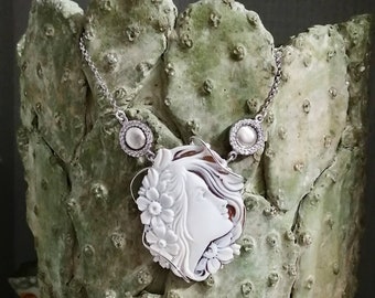 925 silver necklace with handmade cameo