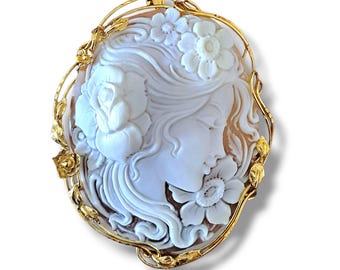 Lady's face sardonic cameo, pendant and brooch cameo