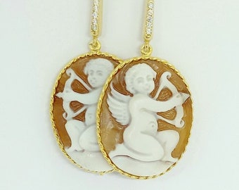 Cupid sardonic cameos earrings 30 mm