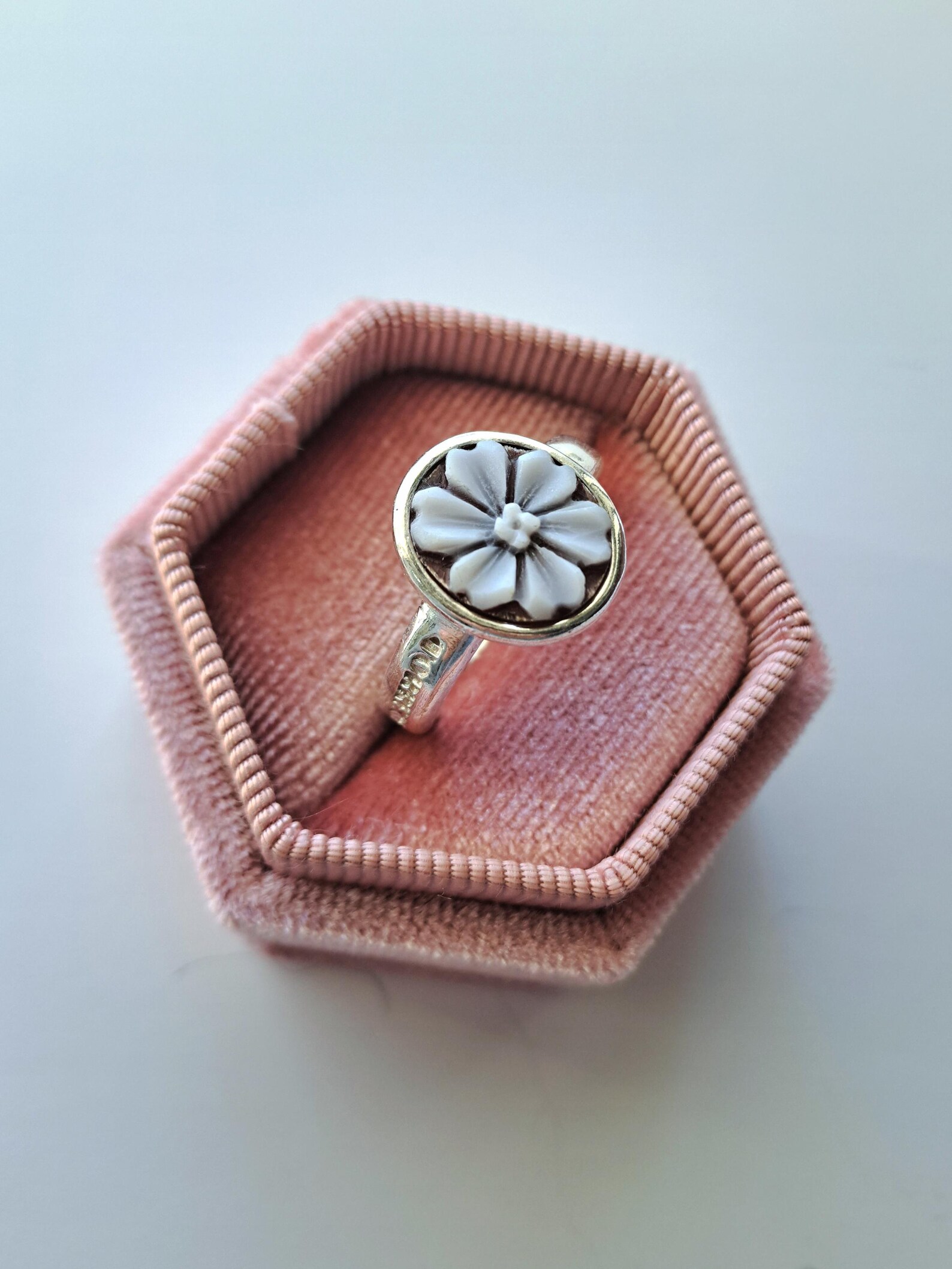 Silver Cameo Flower Ring main image 1