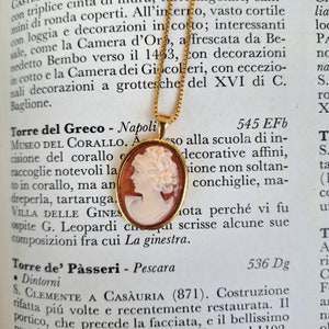 Carnelian shell cameo pendant, vintage model with &quot;Cammeo Torre del Greco&quot; brand
