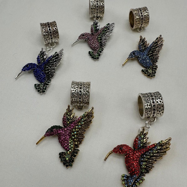 Scarf Pendant or Necklace - Betsey Johnson inspired Hummingbird pendant Rhinestones and Glittery Paint on Metal Alloy