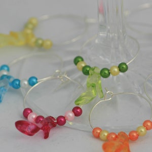 High Heel Shoe Wine Glass Charm Rings Handcrafted - Set of 8 small rings