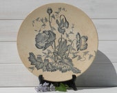 Large French Antique Ironstone Wall Platter, Longchamp French Ironstone Wall Plate, Antique Wall Plate, Blue and White Transferware