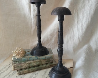 Pair Antique Parisian Metal Hat Stands, Milliner&#39;s Stands