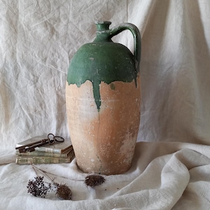 LARGE French Antique Rustic Stoneware Jar, Preserving Pot Jug, Earthy Tones