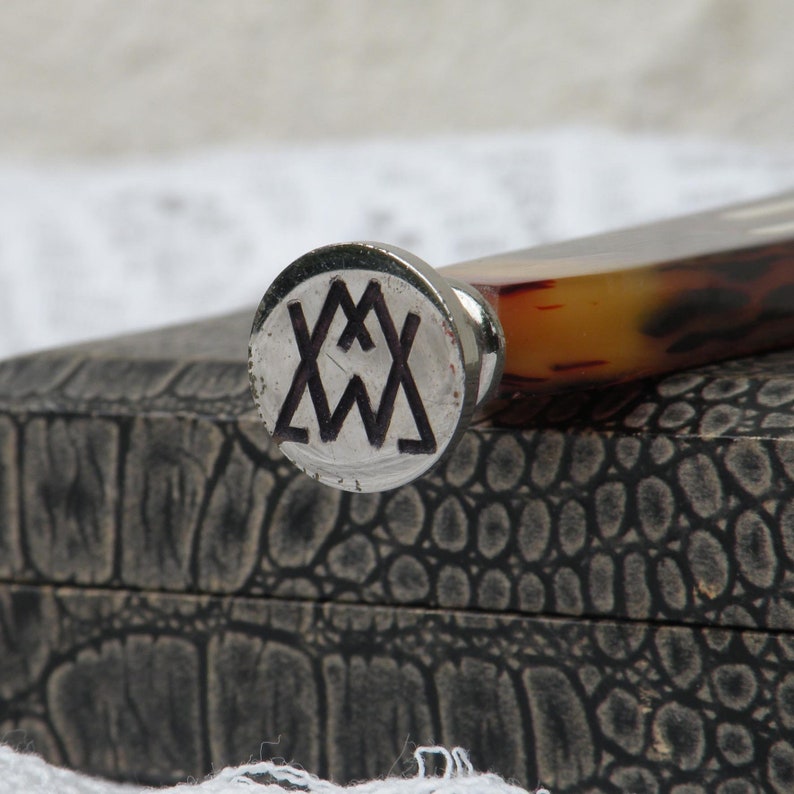 French Vintage Wax Seal with Monogram MW Art Deco Seal