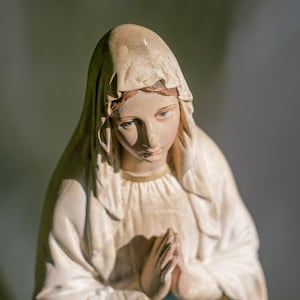 LARGE Virgin Mary figurine, Antique Religious Madonna Statuette