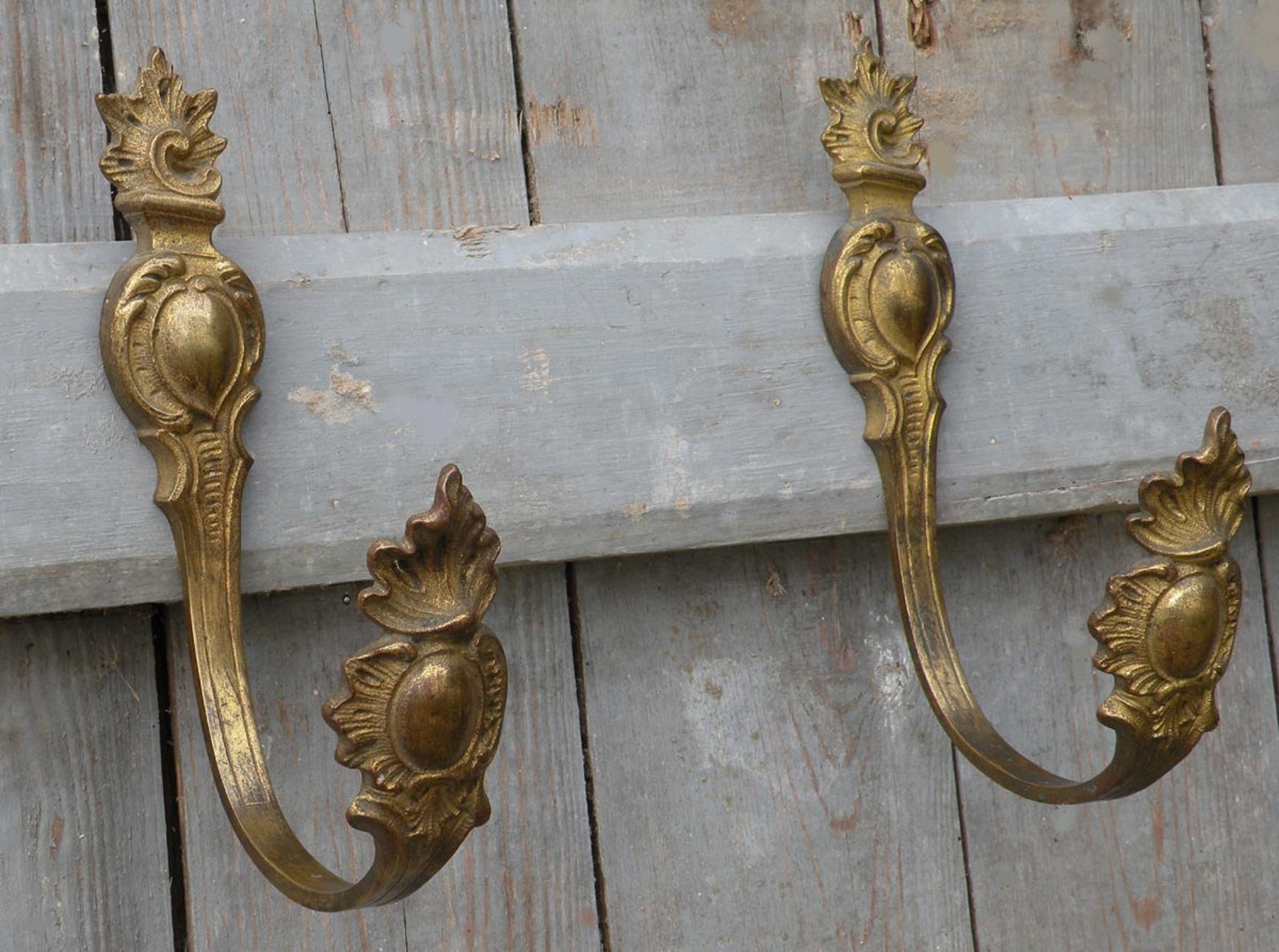 Large antique vintage brass curtain tiebacks hold backs Etsy