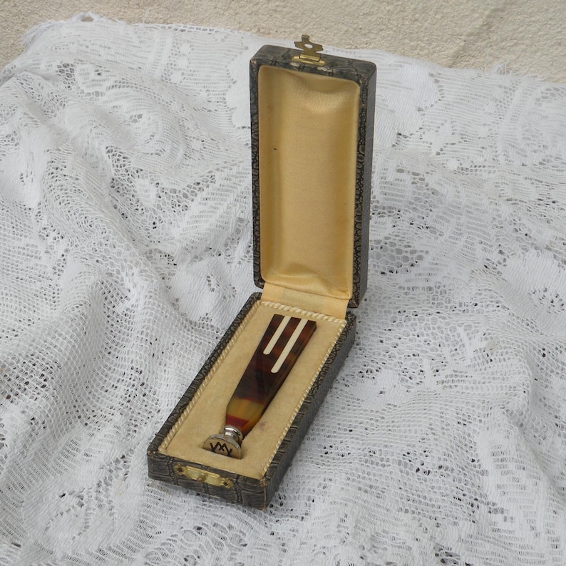 French Vintage Wax Seal with Monogram MW Art Deco Seal