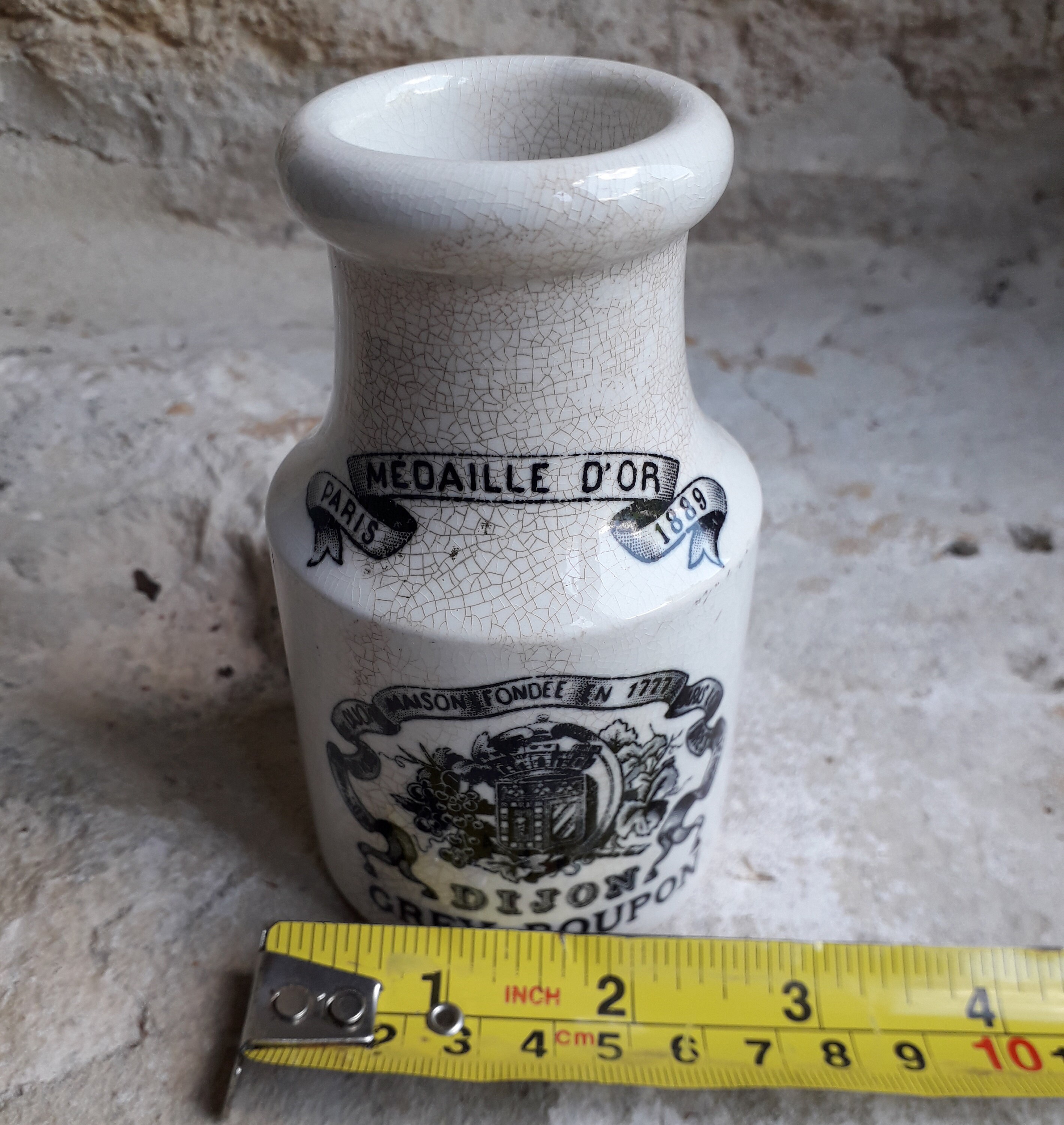 Kleiner französischer Antiker Weißer Eisenstein Senf Topf für | Etsy