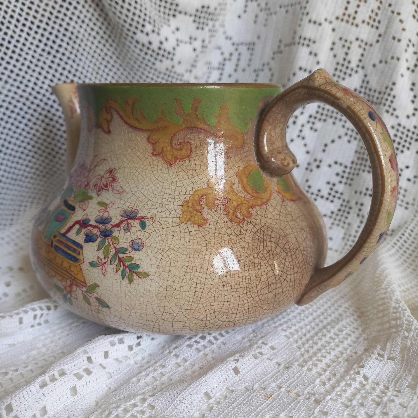 Small French Antique Shabby Chic Lidless Ironstone Teapot With Etsy