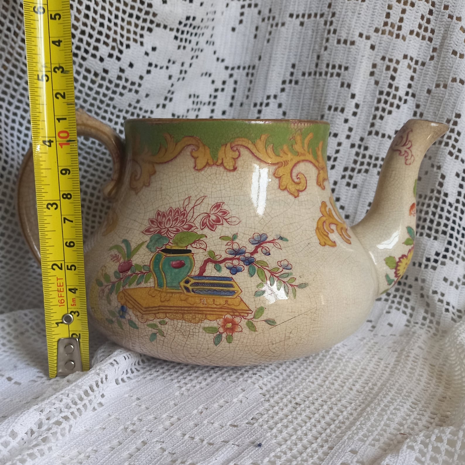 Small French Antique Shabby Chic Lidless Ironstone Teapot With Etsy