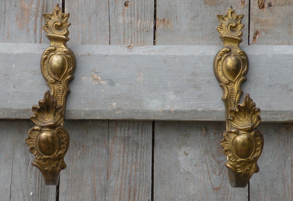 Large antique vintage brass curtain tiebacks hold backs Etsy