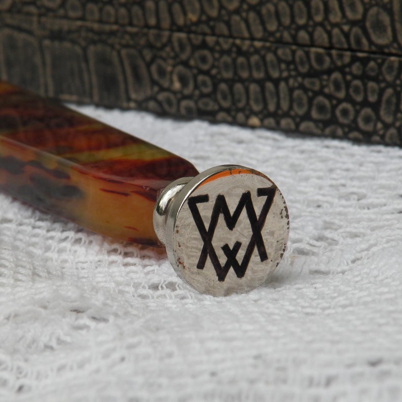 French Vintage Wax Seal with Monogram MW Art Deco Seal