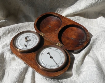 French Vintage Precision barometer and Temperature Gauge in Beautiful Wooden Box, Precision Barometre, Unique Gift, Office Decor