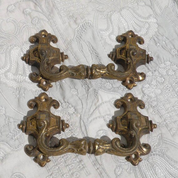 French Antique Drawer Handles Art Nouveau Drawer Pulls Brass Etsy