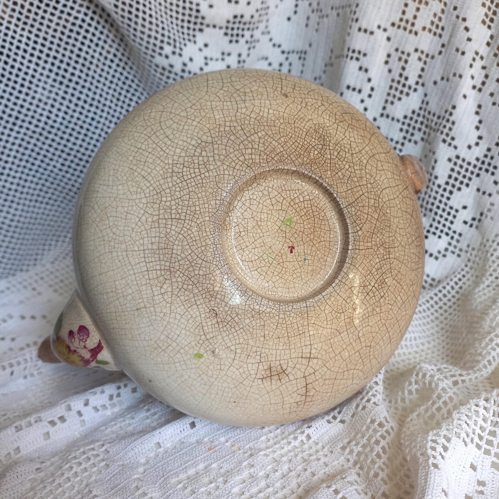 Small French Antique Shabby Chic Lidless Ironstone Teapot With Etsy