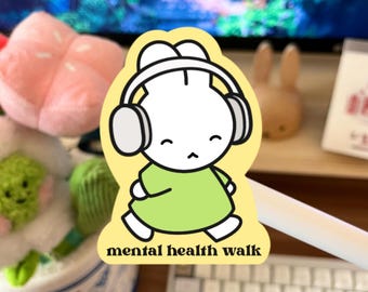 Mental Health Walk Bunny | 2.5 inch Cute Waterproof Matte Vinyl Sticker