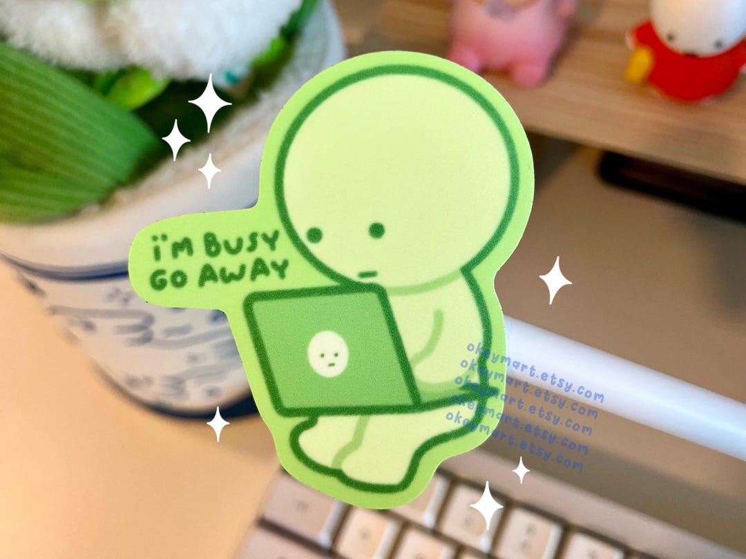 I'm Busy Working Laptop | Cute Waterproof Matte Vinyl Sticker - Etsy