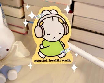 Mental Health Walk Bunny | 3 inch Cute Waterproof Matte Vinyl Sticker