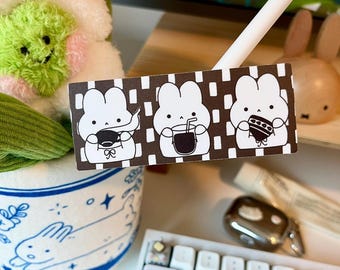 Bunny Coffee | 3 inch Cute Waterproof Matte Vinyl Sticker