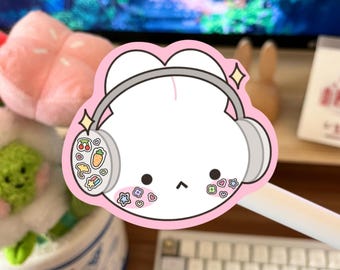 Bunny Headphones | 2.5 inch Cute Waterproof Matte Vinyl Sticker