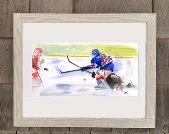 Carnet de croquis olympique aquarelle, impression hockey féminin (cadre non inclus)