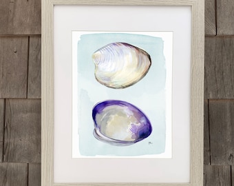 Étude de coquille de quahog, impression emmêlée (cadre non inclus)