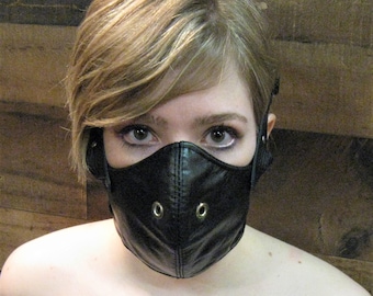 Black Leather Motorcycle Mask or Muzzle