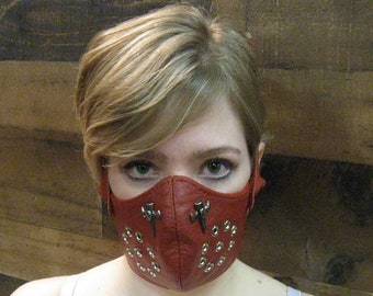 Red Leather Motorcycle Mask or Muzzle