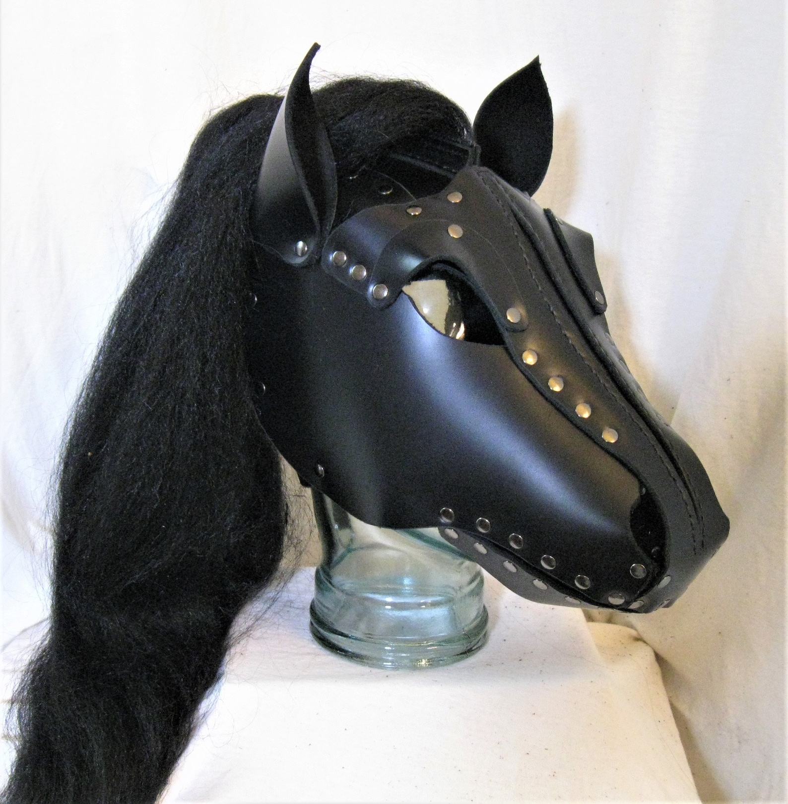 Hand Made Black Leather Pony Hood Etsy