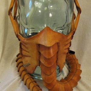 Hand Sewn and Dyed Leather Facehugger Mask