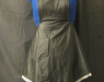 50's Style Leather Apron with Lace Trim