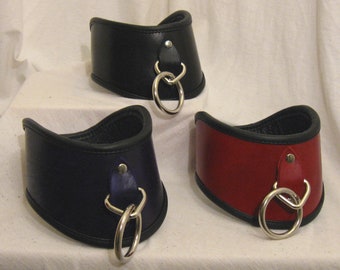 Hand-Dyed 3" Locking Severe Posture Collar with Leather backing and locking Fastening