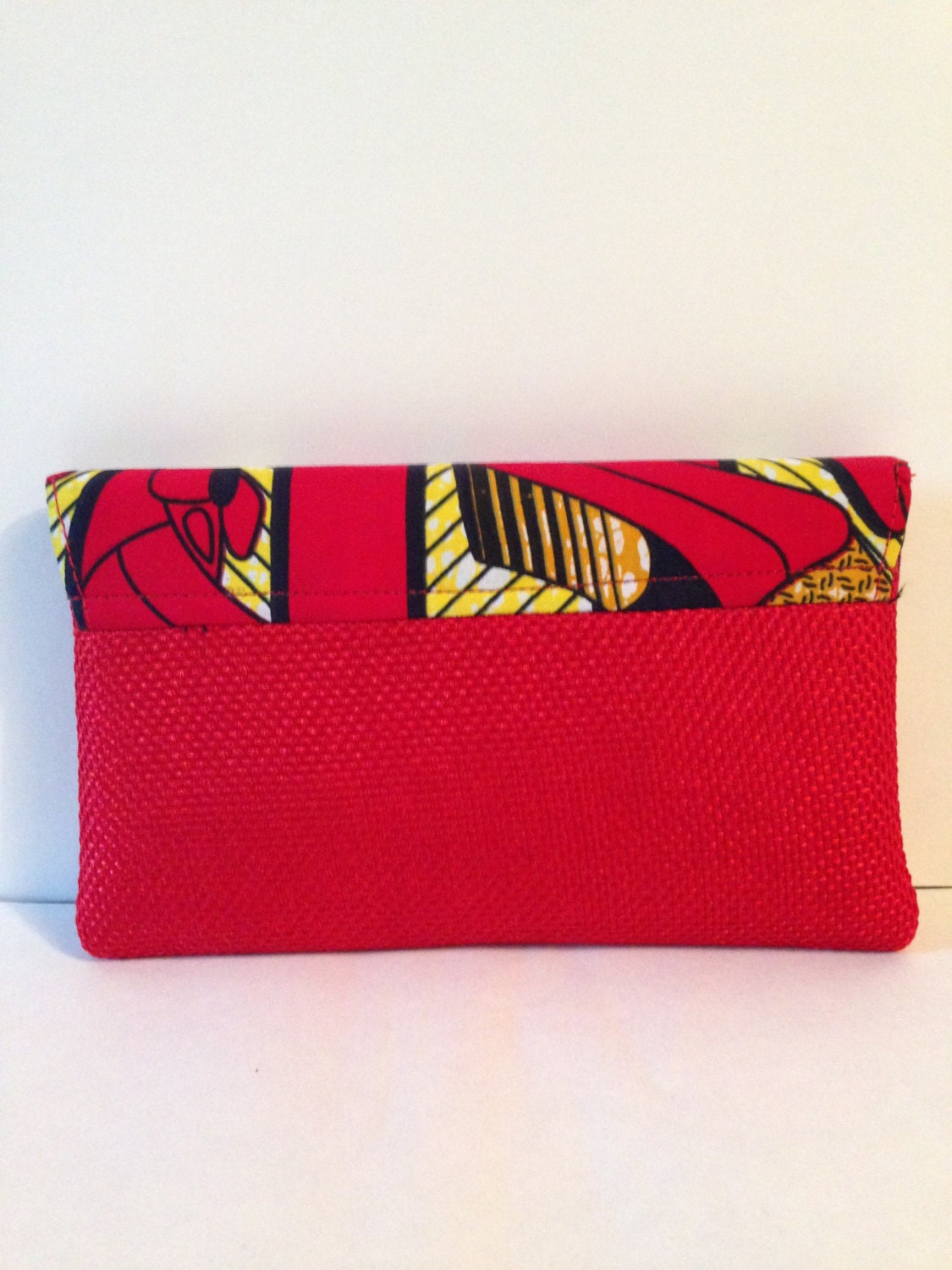Pochette Clutch En Tissu Africain (Ankara/Dashiki) - Taille Medium, Couleur Orange - Fait Main Au Kenya