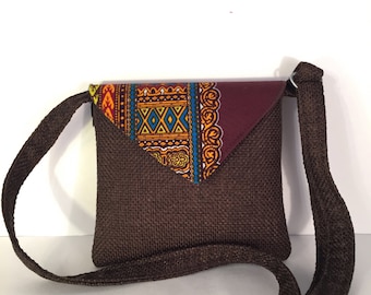 Ankara / Dashiki / African Print Crossbody Bags - Small Size - Brown