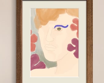 Head of man, Statue, Sculpture illustration, Illustration, Artwork, Wall art, Wall art print, Print