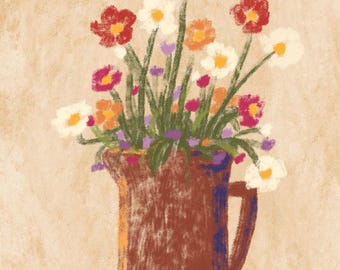 Vase of flowers, Flower, Flowers, Nature, Italian Art, Italian Illustration, Illustration, Wall Art, Artwork, Italian print, Wall Art Print