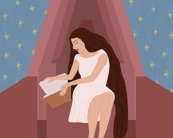 Cumaean Sibilla, Sibilla, Mythology, Myth, Wall Art print, Illustration, Print, Stars, Italian art, Italian illustration